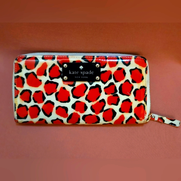 Vintage Kate Spade Red & Black Leopard Print Wallet - Picture 1 of 4